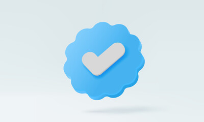 3D vecrtor Check mark verified icon profile account on isolated pastel background. Verification badge, confirm personal username official tick correct social media. illustration elements