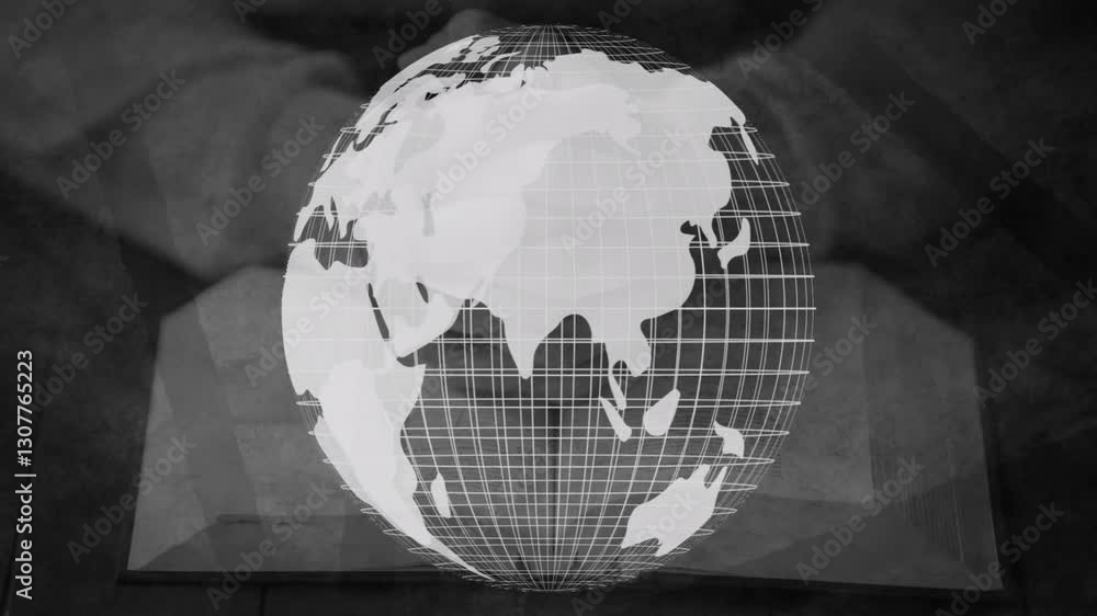 Poster rotating globe animation over open book, symbolizing global knowledge sharing