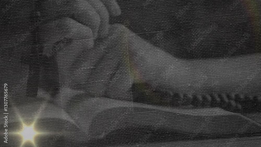 Aufkleber holding cross with bright light effect, hands creating animation over background