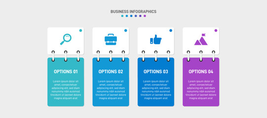 Horizontal progress bar featuring 4 arrow-shaped elements, symbolizing the four stages of business strategy and progression. Clean timeline infographic design template. Vector for presentation