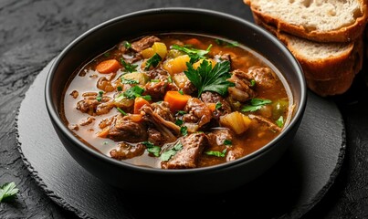 Delicious Ciorb de Burt served with tender tripe and vegetables in a rich broth, a comforting Romanian dish