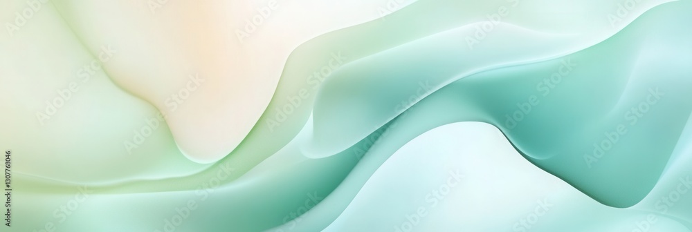 Leinwandbilder Abstract representation of calmness with smooth flowing shapes in pastel green and blue tones for relaxation and inspiration Generative AI