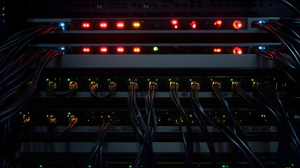 network cables connected to data center