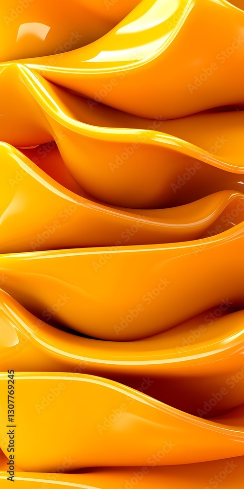 Poster abstract cascading layers of fluid shapes in vibrant tangerine hue