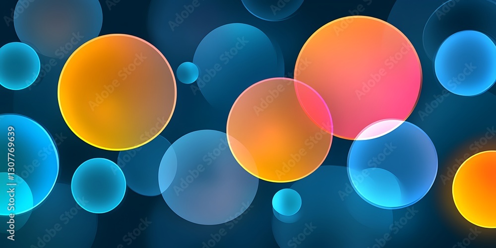 Poster abstract background with translucent spheres and dynamic lighting effect
