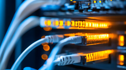 network cables connected to data center
