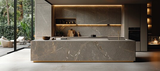 Sleek modern luxury kitchen dark cabinetry meets bright elegance