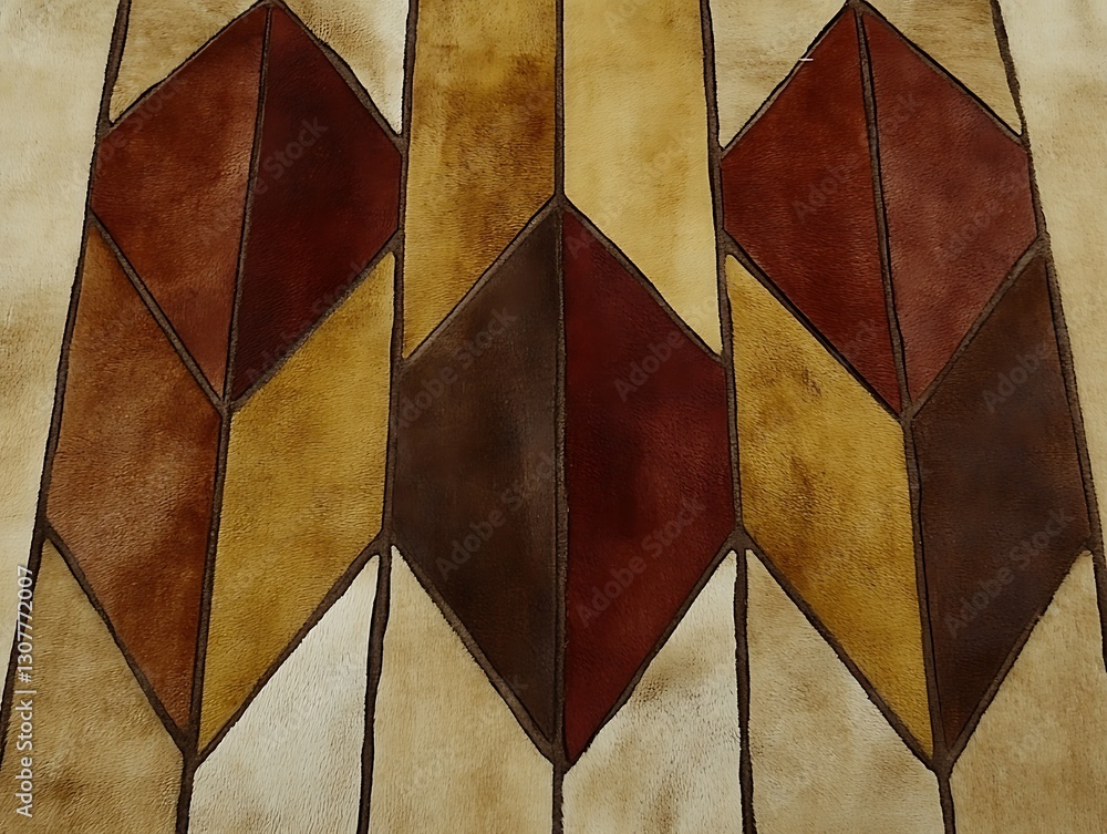 Poster abstract geometric hide patchwork with earthy brown tones and patterns