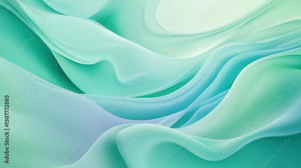 Poster abstract background of calmness featuring smooth flowing shapes in pastel green and blue tones gener