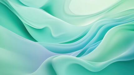 Obraz premium Abstract background of calmness featuring smooth flowing shapes in pastel green and blue tones Generative AI