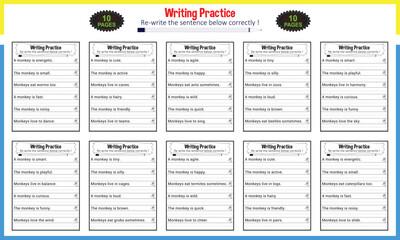 Sentence tracing worksheets for children