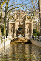 The Medici fountain is a monumental fountain in the Jardin du Luxembourg in the 6th arrondissement of Paris. It was built in about 1630 by Marie de Medici.