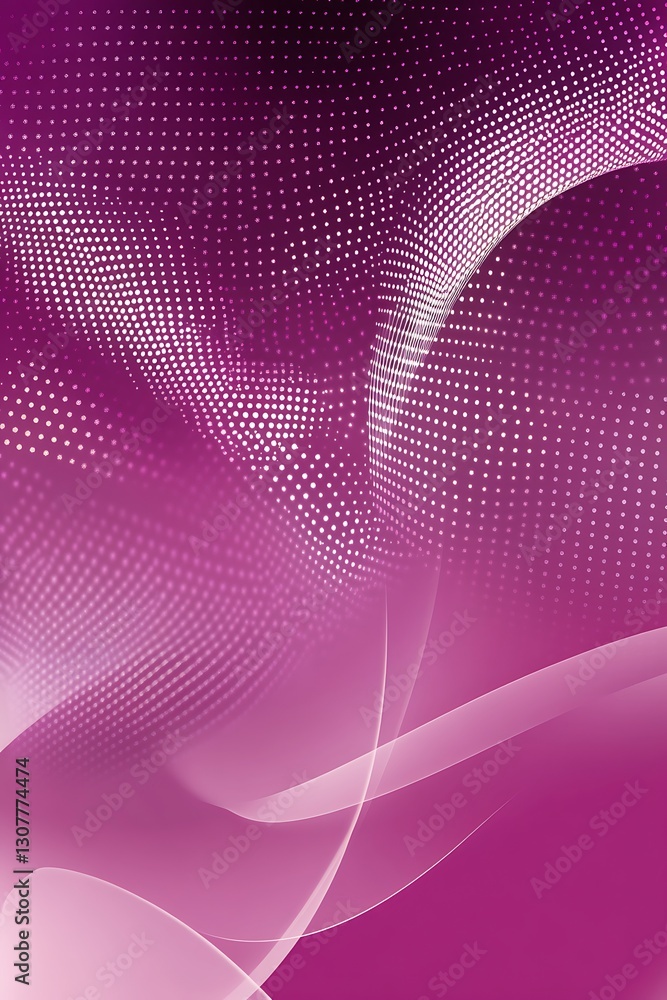 Poster Abstract magenta background with dynamic dot pattern and flowing lines