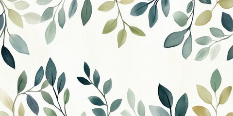 Elegant Watercolor Leaves Border Illustration for Invitations and Creative Design Projects Decor