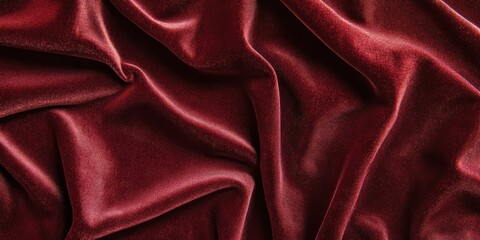 Elegant Texture of Maroon Velvet Fabric with Rich Luxurious Waves and Soft Depths Visual Display