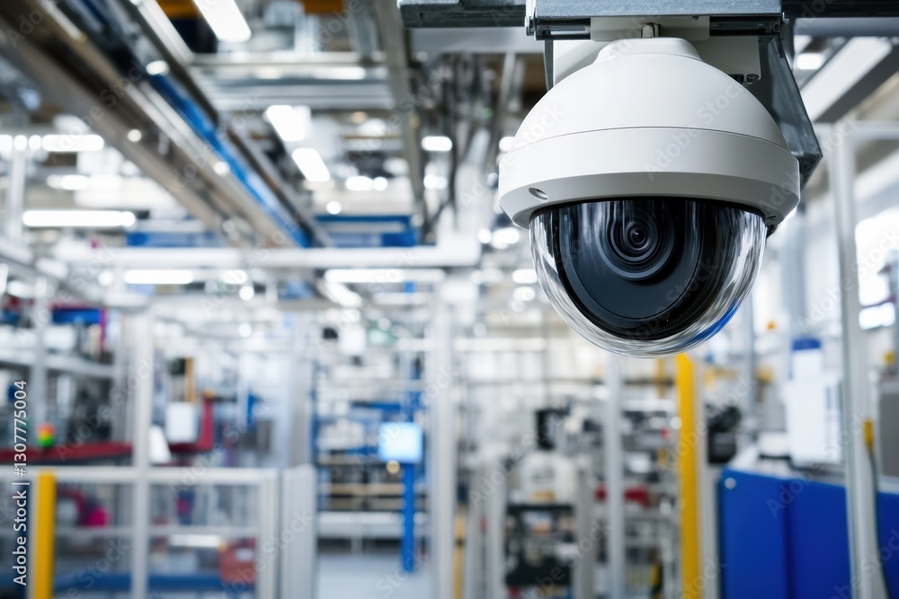 Poster installing security camera in a production facility for enhanced safety and monitoring