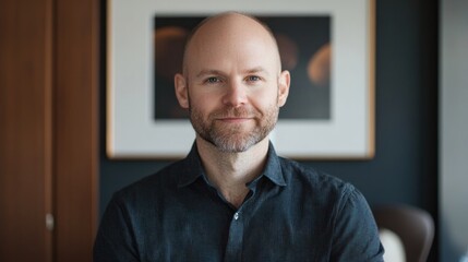 Obraz premium Portrait of a confident man with a beard in a modern setting indoors