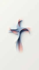 Fototapeta premium A stylized depiction of a Christian cross against a light background with shades of gray and white.
