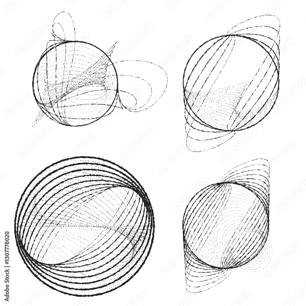 Poster rough lines in circle form . rotate rounded shape vector illustration .rotating circles form a ring.