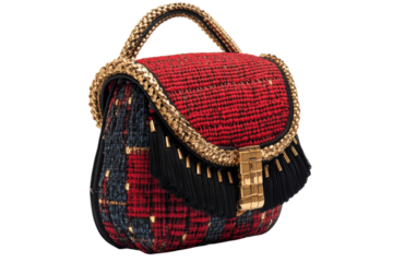 Chic red textured handbag with gold hardware and chain strap for modern fashion lovers