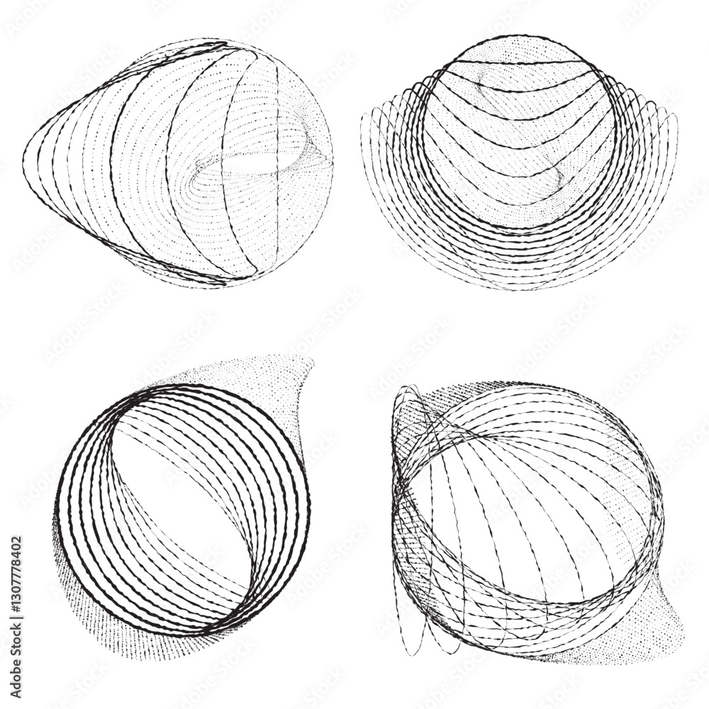 Poster rough lines in circle form . rotate rounded shape vector illustration .rotating circles form a ring.