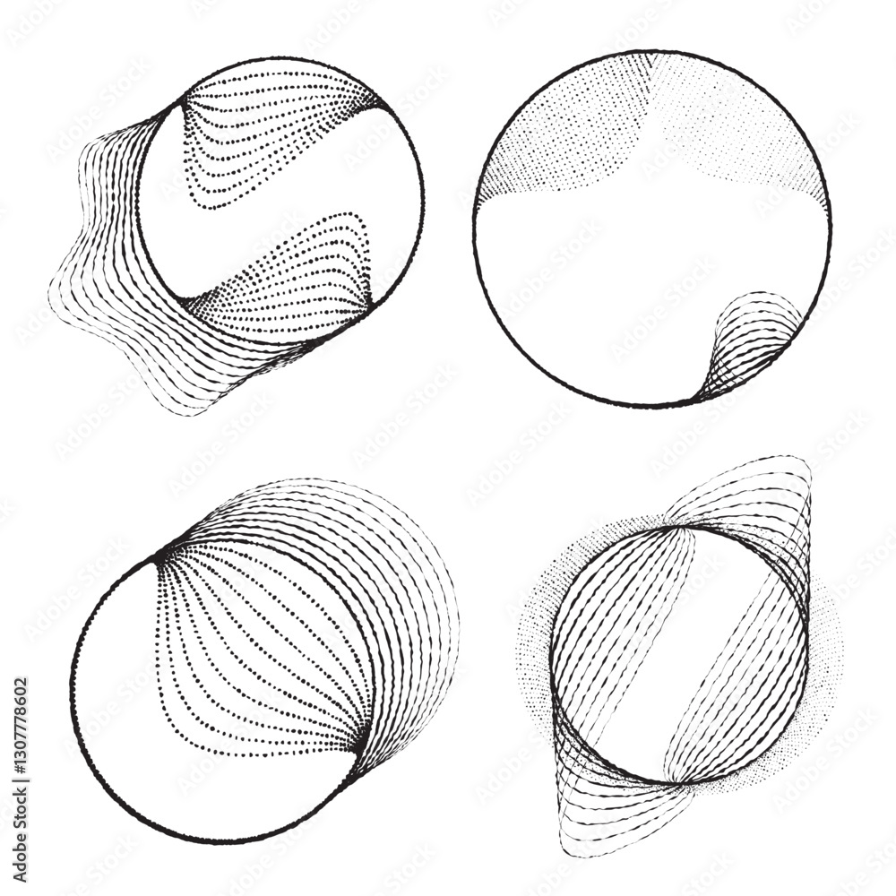 Poster rough lines in circle form . rotate rounded shape vector illustration .rotating circles form a ring.