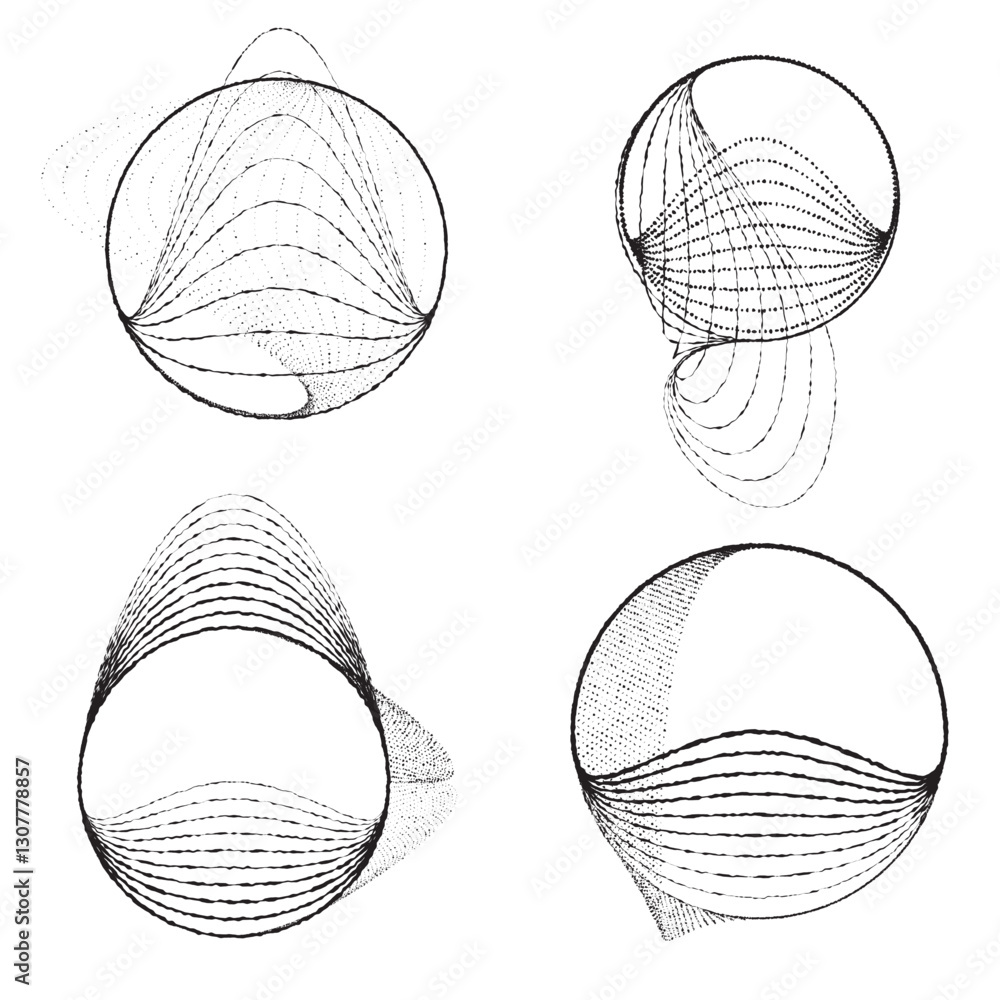 Fototapete rough lines in circle form . rotate rounded shape vector illustration .rotating circles form a ring.