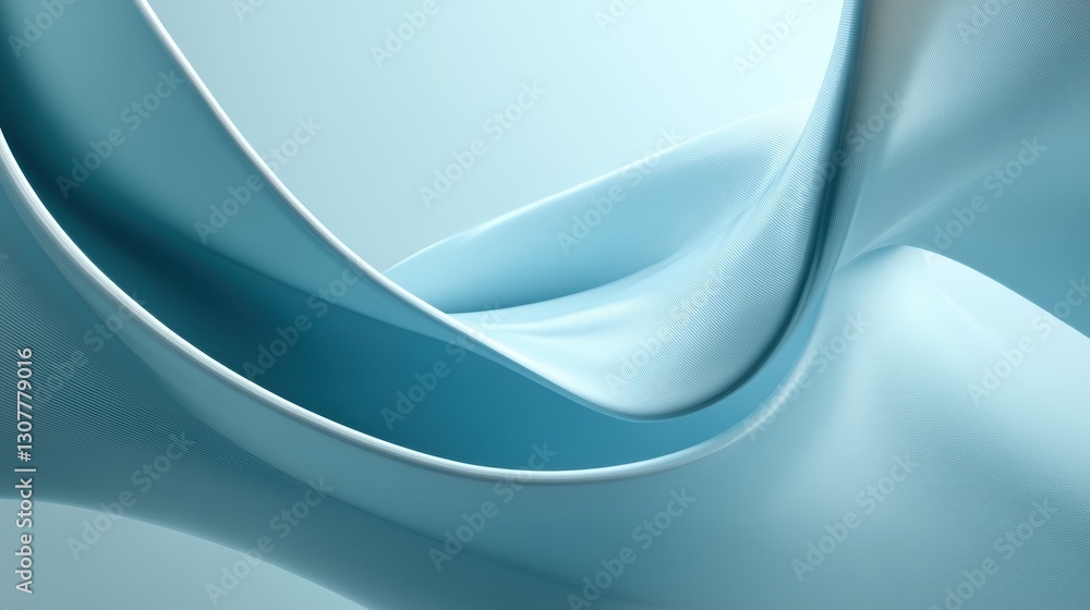 Poster abstract light blue fabric with fluid motion and smooth texture