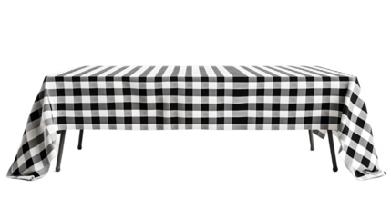Black and White Plaid Tablecloth Draped Over a Table