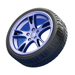 Obraz premium 3D single blue rim with a black tire