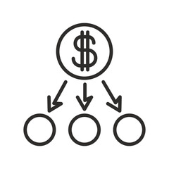 money expense icon, planning budget, thin line vector illustration eps10