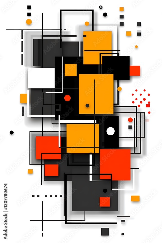 Poster dynamic composition of geometric shapes and overlapping elements