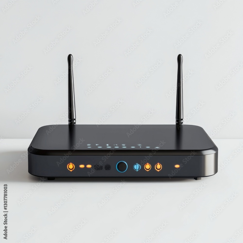 Aufkleber Sleek Black Wireless Router with Dual Antennas, Providing High-Speed Internet Connection and Modern Design for Home or Office Network