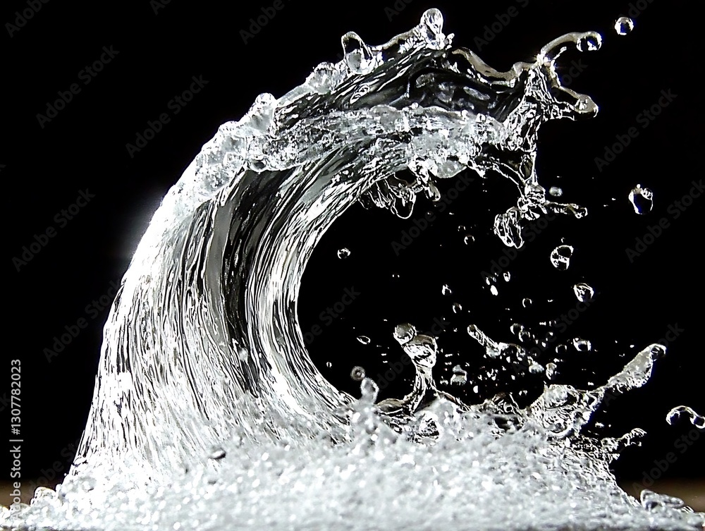 Aufkleber dynamic water splash formation against a stark backdrop in macro view