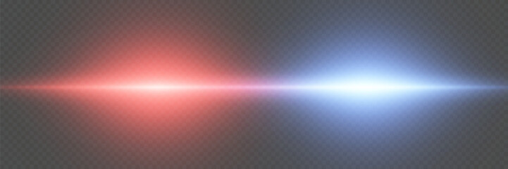 Blue and red laser lines, horizontal beams. Police line effect. Vector illustration.