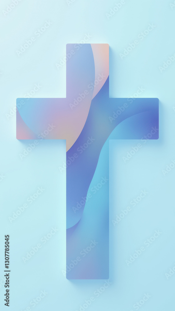 Poster a colorful abstract digital cross art piece with a pixelated texture effect.