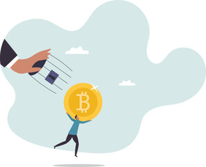 Bitcoin and cryptocurrency regulation, government try to control crypto or decentralized money, authority and legal for trading crypto .business concept.flat character.