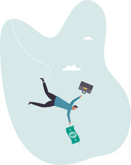 Investment risk, business challenge, adversity or take risk to earn more income, greed and fear in stock market downfall .business concept.flat character.