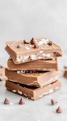 Delicious stack of bunny bark with chocolate chips for easter treats