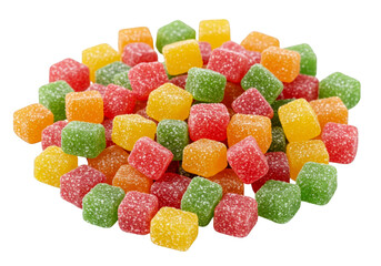 Colorful jelly sugar candies isolated on transparent background
