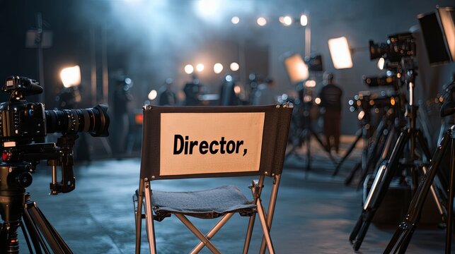 Film Director's Chair on Set: Cinematic Lighting and Equipment