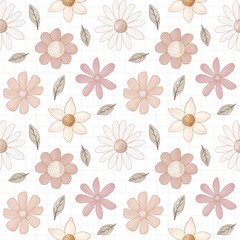 seamless pattern with cartoon flowers. hand drawing. design for fabric, print, textile, wrapper
