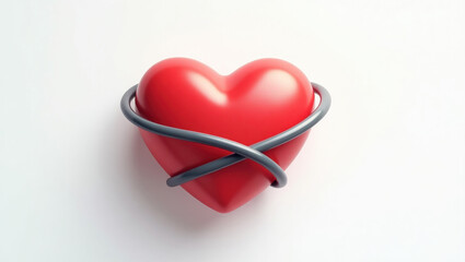 Health Symbol: Red Heart Stethoscope
