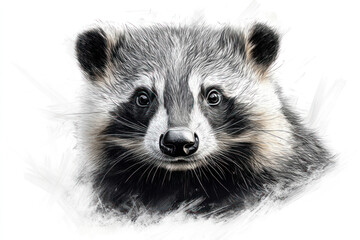 Obraz premium detailed artistic illustration of a raccoon, made in graphic drawing technique. 