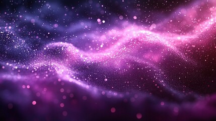 Abstract purple pink glittering wave background.