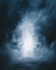 Mysterious Fog and Smoke Forming Ethereal Light in Dark Environment