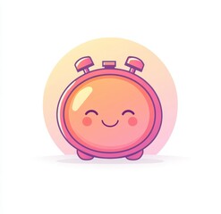 Fototapeta premium A pink alarm clock featuring orange bells indicates that it is almost five o'clock