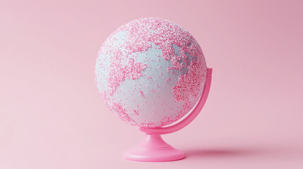 A pink globe with sprinkles 