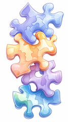 Obraz premium Pastel Puzzle Pieces Stack; Playful, Childlike Design; Ideal for Educational Materials