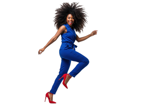 Beautiful afro woman posing over transparent background
